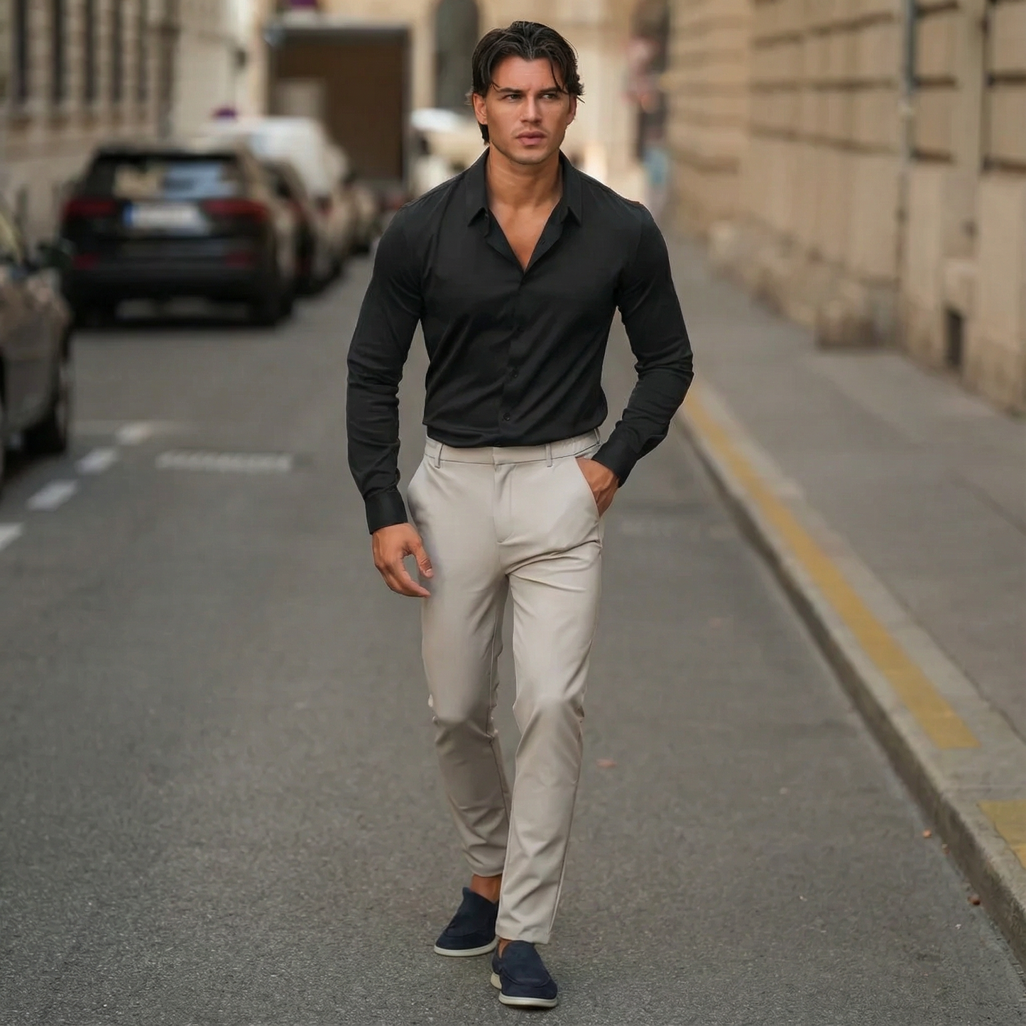 TrustFit Camisa AntiArrugas Negra