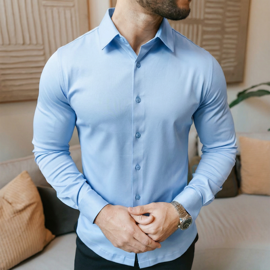 TrustFit Camisa AntiArrugas Azul